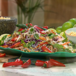 Tom Rhodes sizzling summer salad with chicken thighs, mayonnaise, ginger, lime and noddles recipe on This Morning
