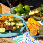 Nisha Katona spicy summer barbecue with tequila pork skewers and street Hawker sweet corn recipe on This Morning