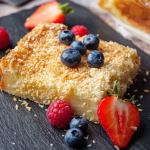 Simon Rimmer coconut mochi cake with berries recipe on Sunday Brunch