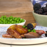 Phil Vickery pan-fried duck with peas, potatoes and seasonal blackberries recipe on This Morning