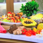 Ainsley Harriott chargrilled chicken and pineapple skewers with coconut slaw recipe on This Morning