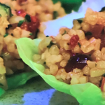 Yasmin Khan Kisir (spicy bulgur wheat with cucumber, pomegranate in lettuce cups) recipe on James Martin’s Saturday Morning