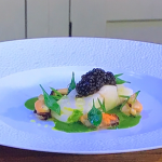 Kenny Atkinson Poached Halibut with Caviar, Lemon and Parsley recipe on James Martin’s Saturday Morning