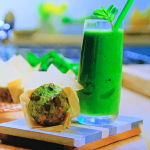 Ainsley Harriott green smoothie with breakfast muffins recipe on Ainsley’s Good Mood Food