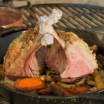 The Bikers BBQ rack of lamb with herb crust, honey roasted vegetables and a red wine gravy recipe on The Hairy Bikers Go North