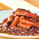 Michel Roux Jr red rice salad with Merguez sausages and a mint, coriander and parsley oil on Michel Roux’s French Country Cooking