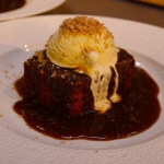 James Martin sticky toffee pudding with chestnuts, dates and vanilla ice cream recipe on James Martin’s Saturday Morning