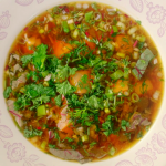 Olia Hercules borscht vegetable and herb broth recipe on Nadiya’s Fast Flavours