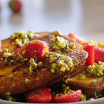 Nadiya Hussain French toast with custard, maple and pistachio crumb recipe on Nadiya’s Fast Flavours