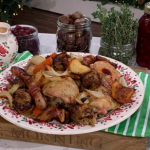 Simon and Dave (The Hairy Bikers) Christmas dinner traybake with chicken gravy and cranberry relish recipe on This Morning
