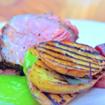 Jamie Oliver roasted rump steak with red onions, potatoes and watercress sauce recipe