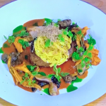 James Martin linguine with fillet steak, wild mushrooms, truffle and Madeira sauce recipe on James Martin’s Saturday Morning