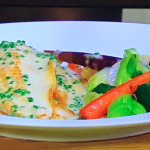 James Martin Pan Fried Lemon Sole Fillets with Baby Vegetables and Creamy Sauce recipe on James Martin’s Saturday Morning