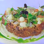 Michael Caines whole roasted cauliflower with curried yoghurt and candied almonds recipe