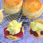 James Martin weather-the-storm scones with butter, raspberry jam and cream recipe on This Morning