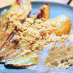 Dominique’s miso caramel pears with a crumble topping on The Great Cookbook Challenge