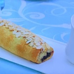 Paul Hollywood almond and cherry jam roly poly with custard recipe on The Great British Bake SU2C