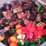 Jeremy Pang Shaking Beef Salad with Pickled Red Onion recipe on Sunday Brunch