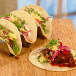 Tom Parker Bowles beef cheeks tacos with pickled onions recipe on Saturday Kitchen