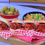 Phil Vickery pulled chicken burgers with BBQ sauce, a vegetable salad and new potatoes recipe on This Morning