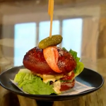 Paul Ainsworth lobster and prawns patties with cheese, brioche buns, burger sauce and pickles recipe on Saturday Kitchen