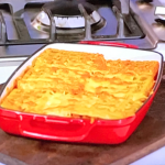 Lisa Faulkner Cowboy Bean Pie with Potato Waffle recipe on John and Lisa’s Weekend Kitchen