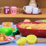 Juliet Sear autumn apple crumble with spiced ginger and sticky toffee sauce recipe on This morning