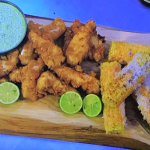 James Tanner Buttermilk Chicken Tenders with Street Corn and Peruvian Green Sauce recipe on James Martin’s Saturday Morning