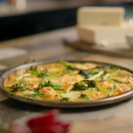 Tom Pearson farinata chickpea pancake topped with taleggio cheese recipe on Nadiya’s Everyday Baking