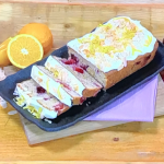 Simon Rimmer plum cake with cream cheese frosting recipe on Steph’s Packed Lunch