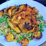 James Martin Moroccan spatchcock chicken with lemons, tomatoes and tabbouleh recipe on James martin’s Saturday Morning