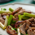 Ken Hom Stir Fried Pork with Spring Onions and Spicy Cucumbers recipe on Sunday Brunch