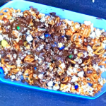 Ainsley and Candice’s sweet and salty popcorn medley with chocolate drizzle on Ainsley’s World Cup Flavours