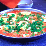 Ainsley Harriott Chicken and Chorizo Paella with Prawns recipe on Ainsley’s World Cup Flavours