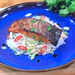 Jack Stein miso salmon with stir fried noodles recipe on Steph’s Packed Lunch
