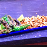 Ainsley Harriott Blistered Padron Peppers with Roasted Seeds and Nuts with Chilli Lime Salt recipe on Ainsley’s World Cup Flavours