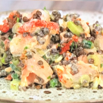 Simon Rimmer poached salmon with lentils and tarragon recipe on Sunday Brunch