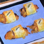 Candice Brown sausage rolls with brie cheese, mushrooms, bacon and sage recipe on Steph’s Packed Lunch