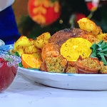 Clodagh Mckenna festive roast chicken with stuffing and a chilli cranberry sauce recipe on This Morning