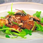Simon Rimmer sichuanese aubergine with watercress and pickled ginger recipe on Sunday Brunch