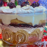 John Whaite cherry and amaretto trifle with strawberry Swiss roll recipe on Steph’s Packed Lunch