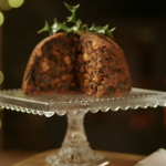 Mary Berry Christmas pudding with brandy, almonds and orange cream recipe on Mary Berry’s Ultimate Christmas
