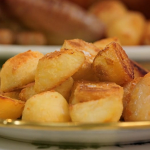 Mary Berry twice roasted potatoes with goose fat, semolina and thyme recipe on Mary Berry’s Ultimate Christmas