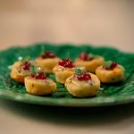 Mary Berry Stilton and sage mini scone canapes with cranberry sauce recipe on Mary Berry’s Ultimate Christmas