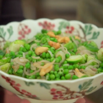 Mary Berry sprouts with peas, cashew nuts and shallots recipe on Mary Berry’s Ultimate Christmas