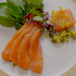 Si and Dave’s gravadlax and confit of wild salmon with gin on The Hairy Bikers Go Local