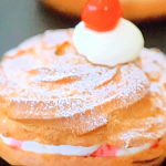 Rav Gill Bakewell crullers with cherry jam and cream recipe on Junior Bake Off