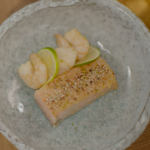 Si and Dave’s miso salmon with tea-smoked scallops, and prawns on The Hairy Bikers Go Local