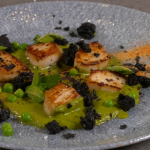 Nick Nairn and Dougie Vipond scallops with black pudding and a Thai pea puree on The Great Food Guys