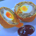 Lenny Carr Roberts scotch egg with haggis and sausage meat on James Martin’s Saturday Morning